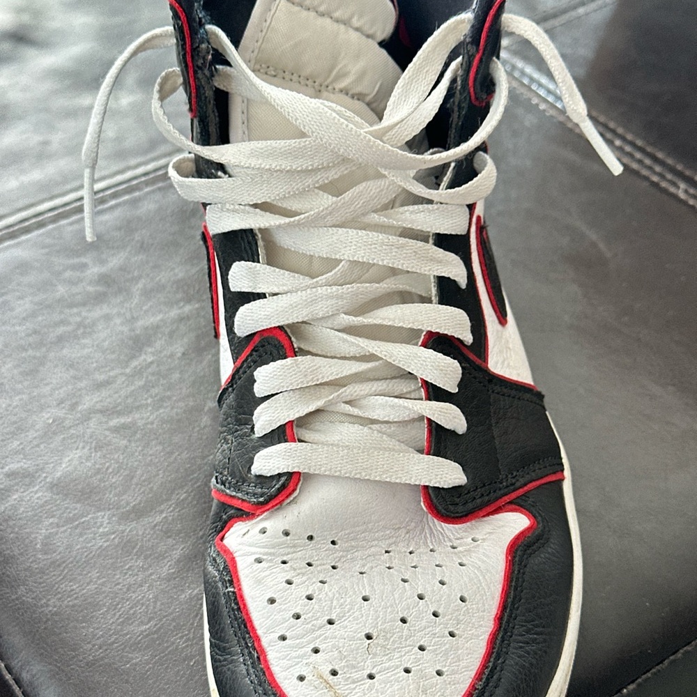 Black and White High-Top Sneakers with Perforated Toe Box